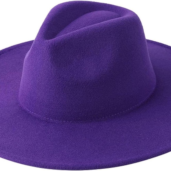 Purple Wide-Brimmed Fedora Hat - Picture 2 of 5